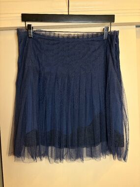 Rodarte tulle over satin navy skirt size 12